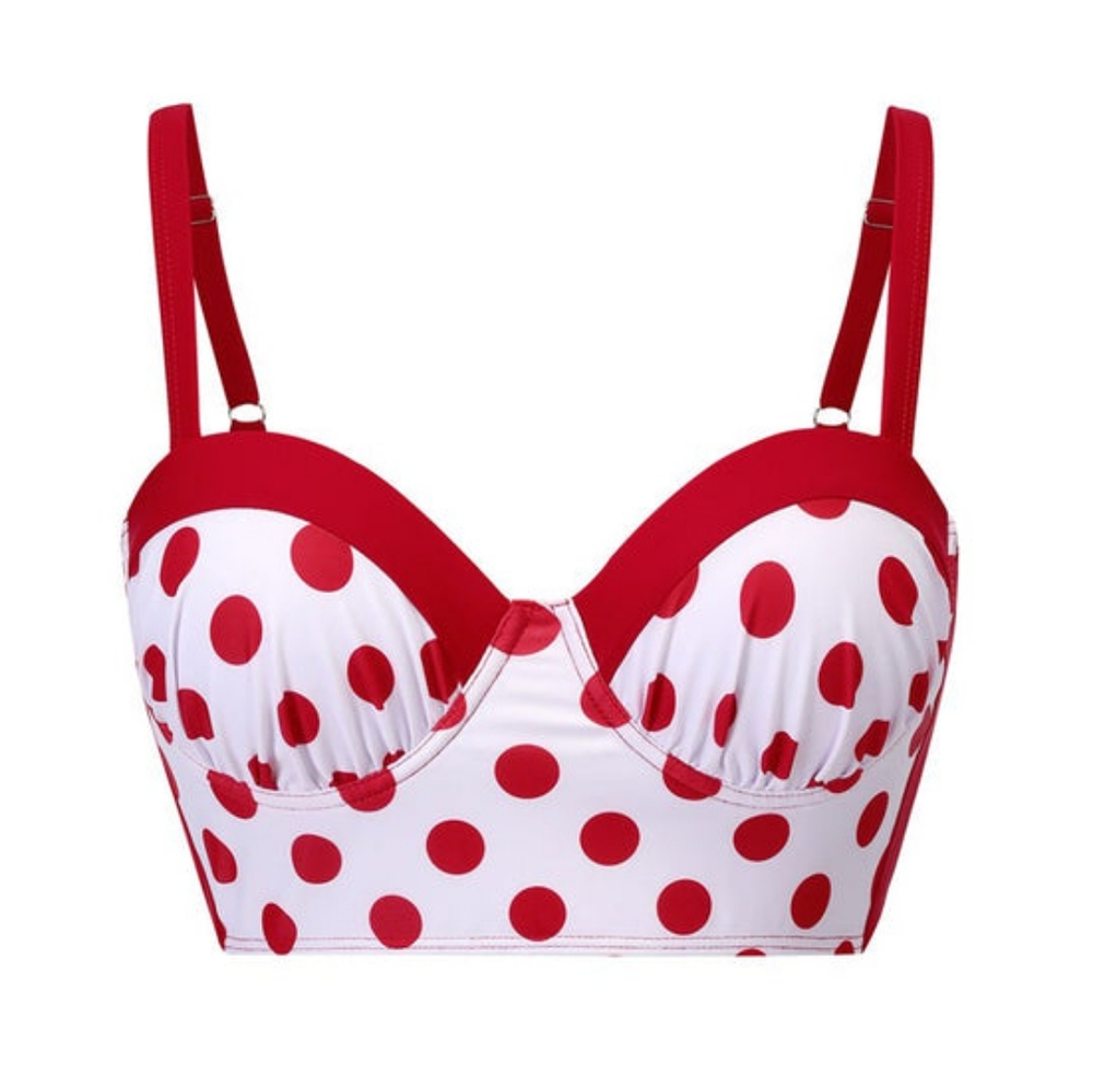 NWT Red Polka Dot Bikini Top LARGE
